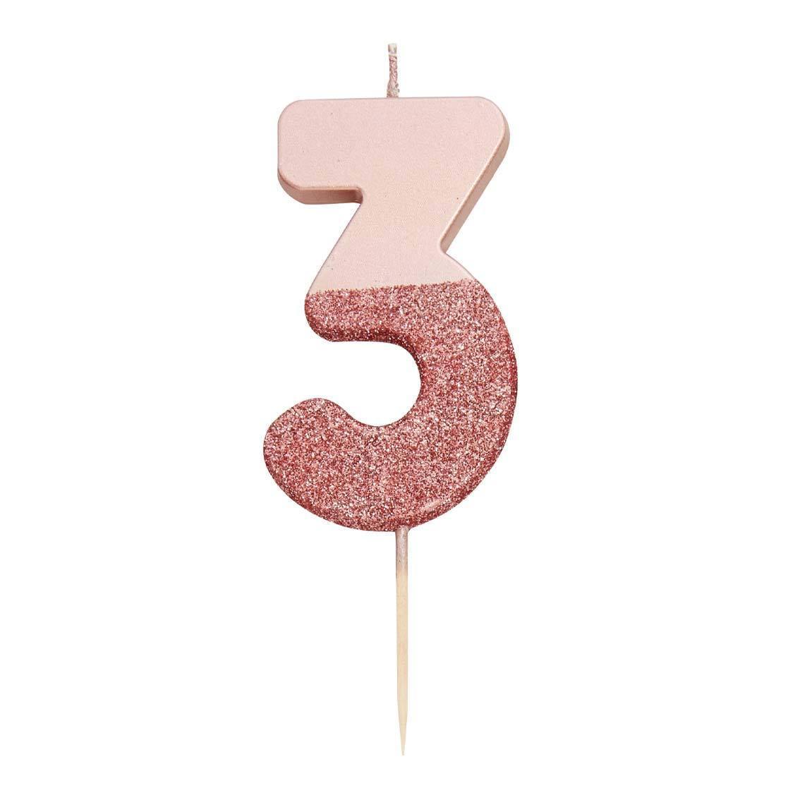 Rose Gold Glitter Number Candle - Penny Black