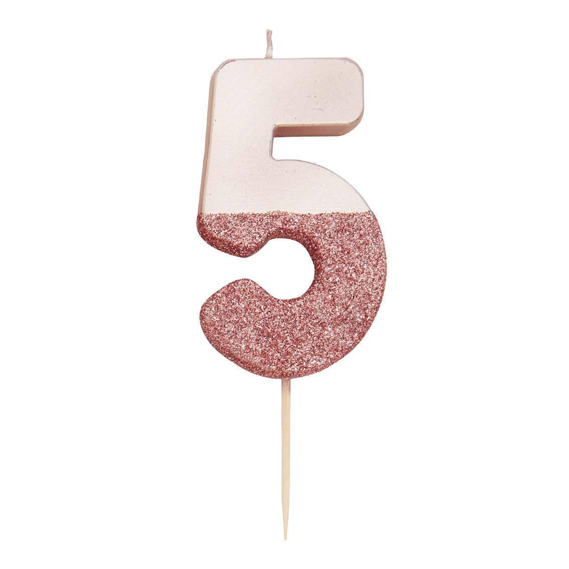 Rose Gold Glitter Number Candle - Penny Black