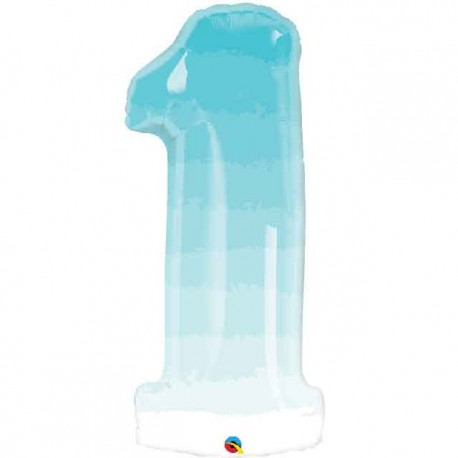 Large 34" Number Foil Balloon number 1 blue ombre - Penny Black