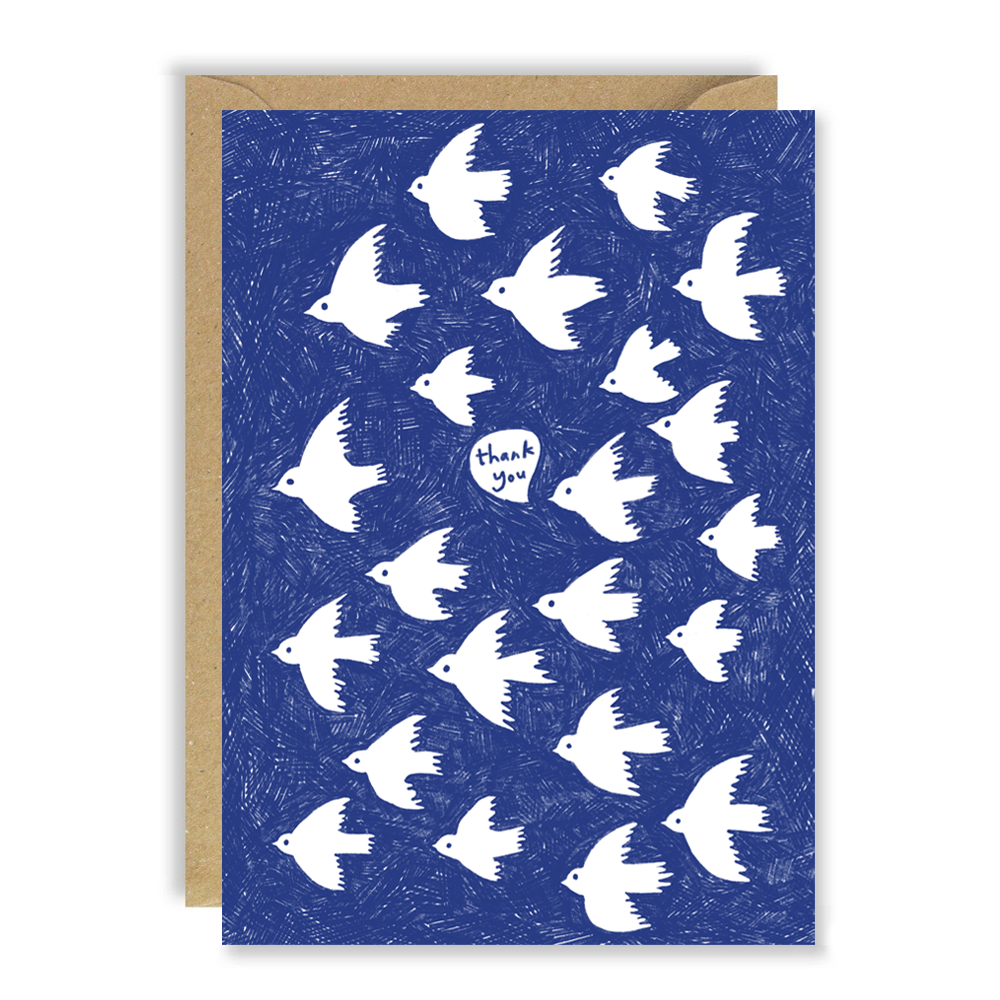 Flock of Birds Delft Thank You Card