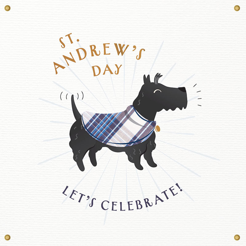 Tartan Scottish Terrier Let's Celebrate St Andrew's Day Card