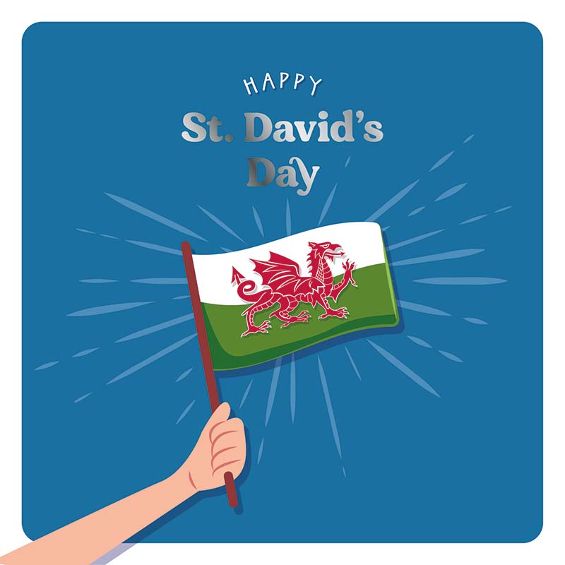 Welsh Red Dragon Flag Happy St David's Day Card